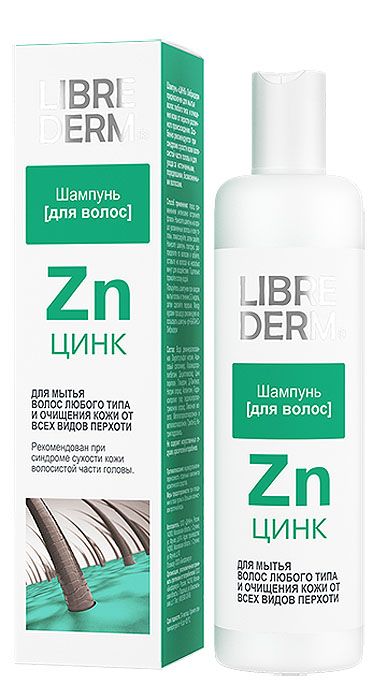 Librederm Шампунь Цинк, для любого типа волос, 250 мл5646 Librederm Шампунь Цинк, для любого типа волос, 250 мл5646Шампунь Цинк предназначен для мытья волос любого типа и очищения кожи от перхоти различного происхождения. Особенно рекомендуется при синдроме сухости кожи волосистой части головы и для ухода за истонченными, поредевшими, безжизненными волосами.Товар сертифицирован.