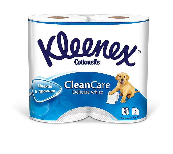 Туалетная бумага Kleenex Delicate White, двухслойная, цвет: белый, 4 рулона26083090 Туалетная бумага Kleenex Delicate White, двухслойная, цвет: белый, 4 рулона26083090Двухслойная туалетная бумага Kleenex Delicate White изготовлена из целлюлозы высшего качества. Листы белого цвета имеют рисунок с тиснением. Мягкая, нежная, но в тоже время прочная, бумага не расслаивается и отрывается строго по линии перфорации.