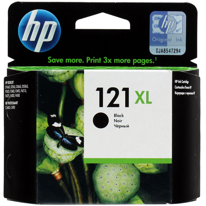 HP CC641HE (121XL), Black струйный картриджCC641HE HP CC641HE (121XL), Black струйный картриджCC641HEЧерный картридж HP 121XL печатает документы и изображения лазерного качества, которые противостоят выцветанию. Этот оригинальный картридж повышенной емкости НР лёгок в установке и использовании.