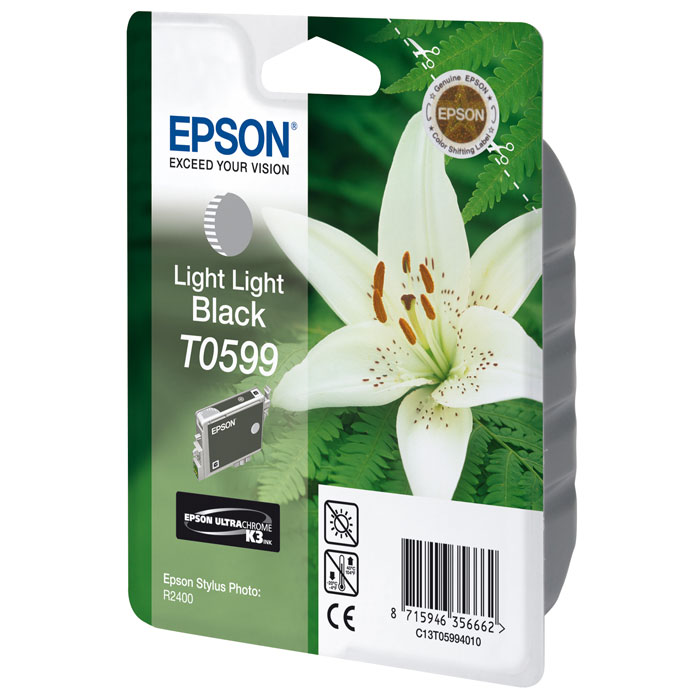 Epson T0599 (C13T05994010), Light Light Black картридж для R2400C13T05994010 Epson T0599 (C13T05994010), Light Light Black картридж для R2400C13T05994010Картридж Epson T059 с цветными чернилами для струйной печати.