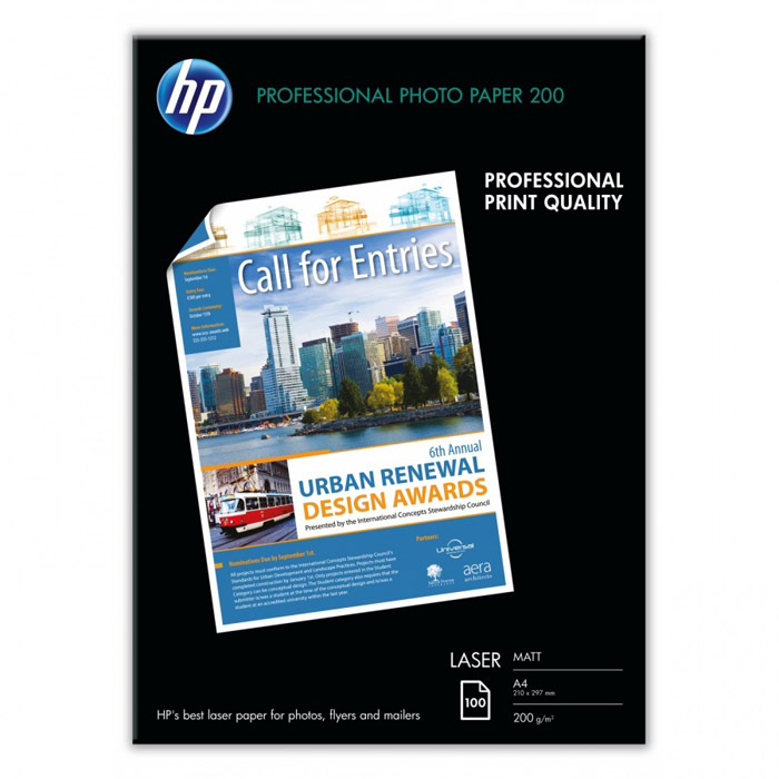 HP 200/A4/100л матовая фотобумага для лазерной печати (Q6550A)Q6550A HP 200/A4/100л матовая фотобумага для лазерной печати (Q6550A)Q6550AМатовая профессиональная фотобумага HP для лазерной печати.Ярко-белая фотобумага формата A4 с двусторонним матовым покрытием для печати цветных фотографий непревзойденного качества. Благодаря этому, а также высокой плотности 200 г/м2, она является идеальным решением для печати своими силами насыщенных изображениями цветных документов профессионального качестваСверхгладкое матовое покрытие для получения потрясающих, насыщенных натуральных цветов. Возможность создания профессионально выглядящих фотографий и насыщенных фотографиями документов при помощи цветных лазерных принтеров или копиров. Ярко-белая отделка гарантирует превосходный контраст и реалистичную цветопередачуЭта прочная бумага плотностью 200 г/м2 придает Вашим фотографиям и маркетинговым материалам ощущение тяжести и солидности. Сверхгладкая матовая поверхность создает также впечатление качества, которое трудно не заметитьВысокая степень непрозрачности для создания одно- или двусторонних документов без просвечивания наносимых изображений. Идеальное решение для создания эффективных по воздействию документов особой важности, ориентированных на клиентов (брошюры и другие торговые печатные материалы)