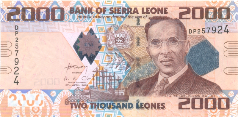 Банкнота номиналом 2000 леонов. Сьерра - Леоне. 2010 год