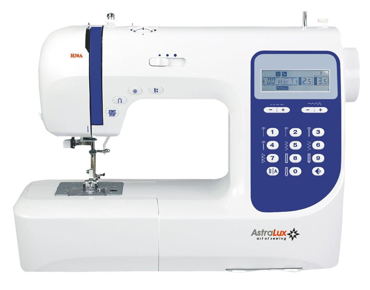 Astralux H30A швейная машинкаH30A Astralux H30A швейная машинкаH30AТеперь Вам доступны такие возможности как: рабочие операции, эластичные cтрочки для трикотажных тканей,декоративные иоверлочные строчки, тайная подшивка низа, квилтинг и пэтчворк, штопка, выполнение монограмм, аппликаций, вышивки, художественная отделка ваших изделий,ремонтные работыи т.п.Шить на такой машине одно удовольствие! Ваши фантазия и умение, в сочетании с такой машиной – великолепные возможности для творчества!