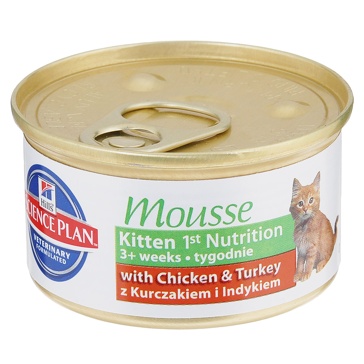 Консервы для котят Hills Kitten, нежный мусс с курицей, 85 г2387 Консервы для котят Hills Kitten, нежный мусс с курицей, 85 г2387Консервы для котят Hills Kitten - полноценный корм для растущих котят с момента отъема до 1 года (с курицей). Состав: печень, свинина, курица (минимум 4%), соевая мука, сухое цельное яйцо, животный жир, мука из маисового глютена, кукурузный крахмал, гидролизат белка, свекольная пульпа, целлюлоза, дикальция фосфат, рыбная мука, рыбий жир, L-лизина гидрохлорид, пивные дрожжи, кальций карбонат, кальция сульфат, DL-метионин, калия хлорид, L-триптофан, магния оксид.Добавки: Витамин D3, витамин E, гептагидрат сульфата железа (II), оксид цинка, сульфат меди, оксид марганца, иодат кальция, натрия селенит, ниацин, d-пантотенат кальция, тиамин, рибофлавин, пиридоксин-гидрохлорид, фолиевая кислота, биотин, витамин B12.Вес: 85 г.Товар сертифицирован.
