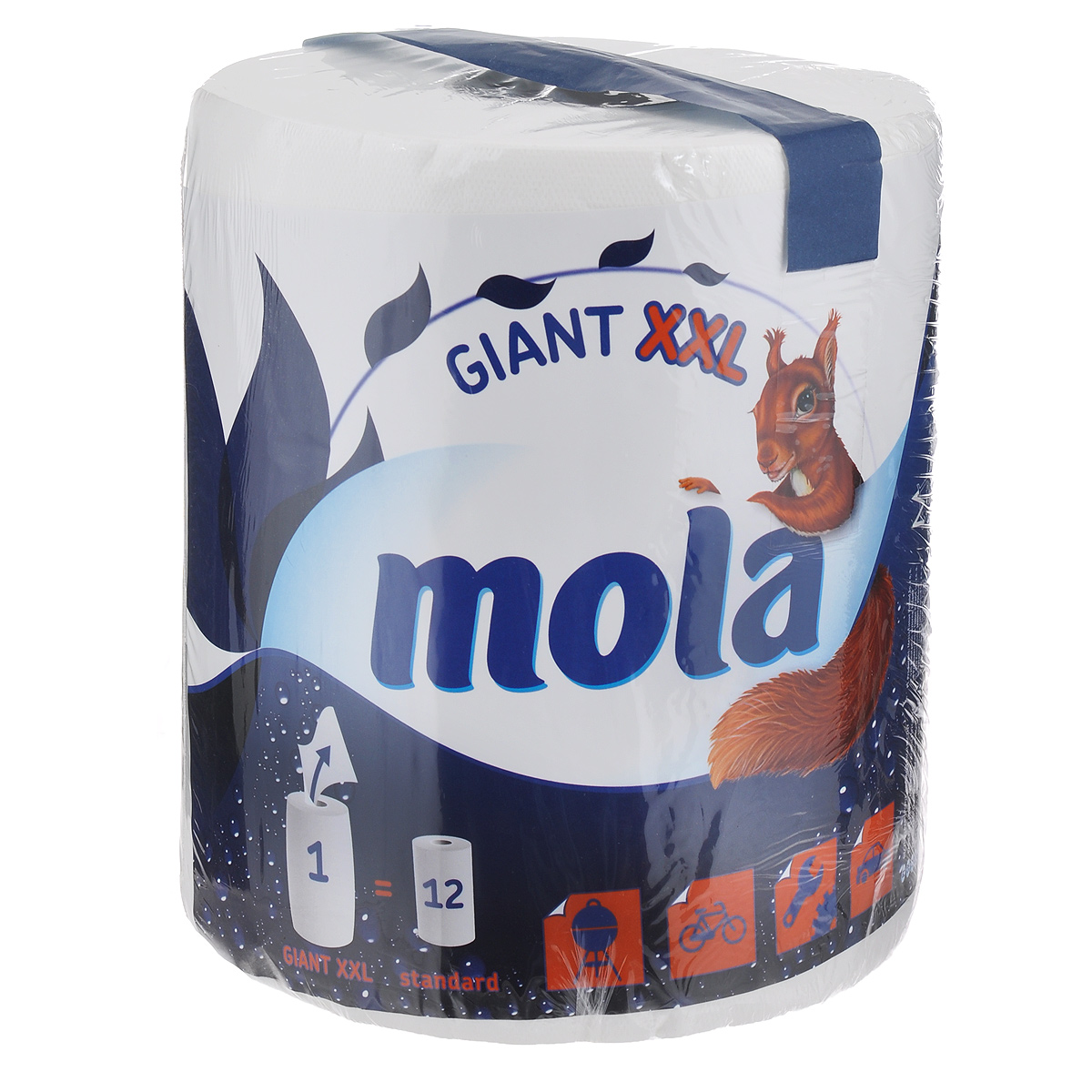 Полотенца бумажные Mola Giant, двухслойные, цвет: белый, 1 рулон2775 Полотенца бумажные Mola Giant, двухслойные, цвет: белый, 1 рулон2775Двухслойные бумажные полотенца Mola, выполненные из 100% целлюлозы, подарят превосходный комфорт и ощущение чистоты и свежести. Бумажные полотенца Mola - это незаменимый атрибут чистой кухни. Они просты в использовании, их не надо стирать и просто утилизировать. Специальное тиснение улучшает способность материала впитывать влагу, что позволяет полотенцам еще лучше справляться со своей работой. Натуральные материалы, используемые при изготовлении продукции Mola, безопасны для людей, животных и окружающей среды, не вызывают раздражения и аллергии и не оставляют мелкой бумажной пыли. Классические бумажные полотенца Mola могут использоваться не только на кухне, но и для других целей, поскольку отлично вытирают руки и убирают грязь с самых разных поверхностей. Стол, пол, подоконник - все будет чистым и свежим, а полотенце просто отправится в ведро. Большой упаковки полотенец хватит надолго. Один рулон Mola Giant включает в себя 12 стандартных рулонов.Товар сертифицирован.