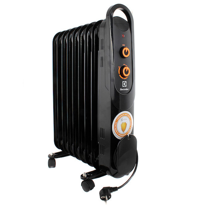 Electrolux 4209M/EOH масляный обогревательEOH/M-4209 Electrolux 4209M/EOH масляный обогревательEOH/M-4209Electrolux EOH/M-4209 - современная модель масляного радиатора, отличающаяся максимальной безопасностью, высокой надежностью и экологичностью, а также компактными размерами. В качестве наполнителя радиатор использует экологичное масло HD-300, проходящее многоступенчатую систему очистки. Electrolux EOH/M-4209 защита от опрокидывания. Масляный радиатор Electrolux EOH/M-4209 может работать в трёх режимах обогрева на выбор: мощность обогрева 800 Вт, мощность обогрева 1200 Вт, мощность обогрева 2000 Вт. Радиатор имеет простое эргономичное управление, место для хранения шнура питания, а также ручку для удобства передвижения.