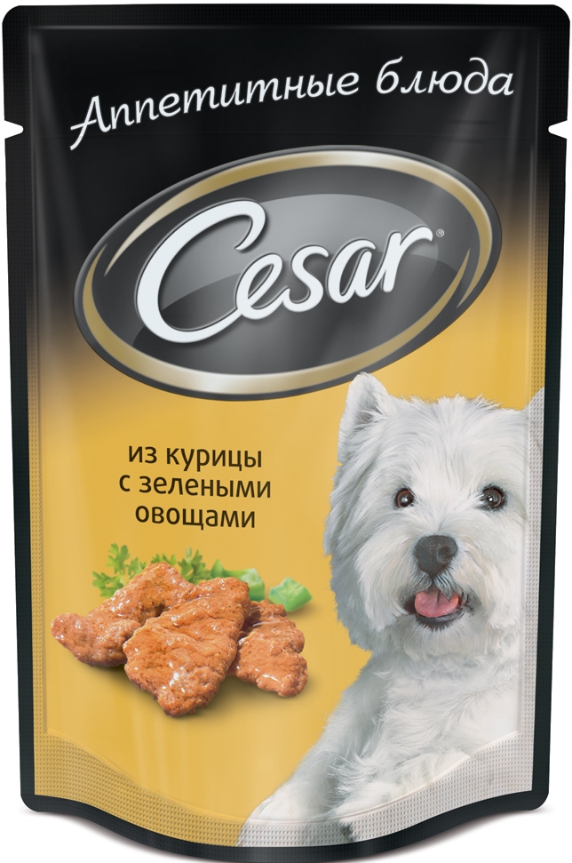 Консервы Cesar, для взрослых собак, с курицей и зелеными овощами, 100 г48815 Консервы Cesar, для взрослых собак, с курицей и зелеными овощами, 100 г48815Консервы Cesar - это полнорационный консервированный корм для взрослых собак всех пород. Нежнейшие кусочки мяса, дополненные свежими овощами - идеальное блюдо для любой собаки.Консервы приготовлены исключительно из натурального сырья. Не содержат искусственных красителей, консервантов и усилителей вкуса. Состав: мясо и субпродукты минимум 40% (в том числе курица минимум 26%), овощи (минимум 4%), злаки, клетчатка, витамины, минеральные вещества.Пищевая ценность в 100 г: белки - 9 г, жир - 4,5 г, зола - 2 г, клетчатка - 0,5 г, влага - 80 г, витамин А - не менее 150 МЕ, витамин Е - не менее 1,2 мг. Энергетическая ценность в 100 г: 85 ккал.Товар сертифицирован.Уважаемые клиенты! Обращаем ваше внимание на возможные изменения в дизайне упаковки. Качественные характеристики товара остаются неизменными. Поставка осуществляется в зависимости от наличия на складе.