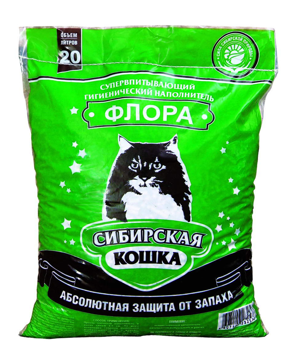 Наполнитель для кошачьих туалетов Сибирская Кошка Флора, 20 л2538 Наполнитель для кошачьих туалетов Сибирская Кошка Флора, 20 л2538Наполнитель для кошачьих туалетов Сибирская кошка Флора - экологически чистый супервпитывающий наполнитель. Производится из древесины хвойных пород, без каких либо добавок. Его действие основано на природных свойствах хвойных деревьев, поглощать влагу, запахи. Впитываемость составляет 260-320%), что в 3 раза превосходит показатели обычных наполнителей. Специально подобранный размер гранул (6 мм) позволяет более чем в 2 раза увеличить скорость впитывания влаги и запахов, а также в 1,5 раза уменьшить расход наполнителя по сравнению с другими древесными наполнителями.Наполнитель обладает естественным природным запахом хвои и не содержит искусственных ароматизаторов. Состав: стружка сибирской сосны. Размеры гранулы: 6 мм. Товар сертифицирован.