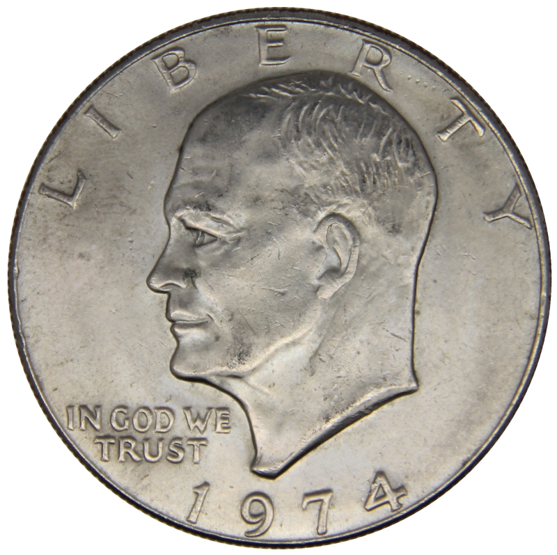 Монета номиналом 1 доллар. Медно-никелевый сплав. США, 1974 год