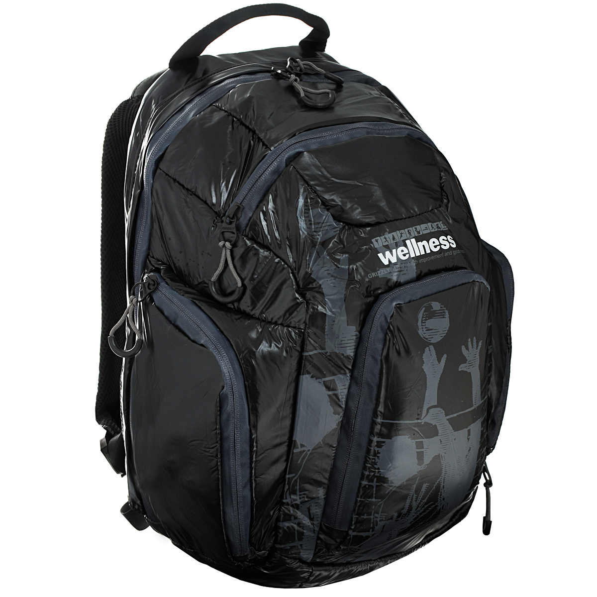 Рюкзак молодежный Grizzly, цвет: черный, серый. RU-417-1RU-417-1 Рюкзак /2 черный - серый Рюкзак молодежный Grizzly, цвет: черный, серый. RU-417-1RU-417-1 Рюкзак /2 черный - серыйСтильный молодежный рюкзак Grizzly выполнен из нейлона черного цвета и оформлен оригинальным принтом. Рюкзак оснащен одним большим отделением, закрывающимся на застежку-молнию. На передней стенке расположено 2 кармана, закрывающихся на застежки-молнии. По бокам 2 объемных кармана с застежками-молниями. Внутри расположен карман. Рюкзак оснащен лямками, мягкой спинкой и текстильной ручкой для удобной переноски.