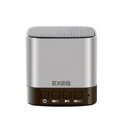 EXEQ SPK-1103, Silver портативная АСSPK-1103 silver EXEQ SPK-1103, Silver портативная АСSPK-1103 silverПортативная колонка SPK-1103 может использовать как самостоятельный плеер, так и в качестве динамика, подключенного к любому устройству с гнездом звукового выхода 3,5 мм - ноутбук, планшет, сотовый телефон или плеер. EXEQ SPK-1103 отличается воспроизведением глубокого и объемного звука, а также качественной передачей низких частот. Благодаря горизонтальному расположению динамика звук удачно передается во всех направлениях от места нахождения колонки. Для автономной работы портативная колонка SPK-1103 имеет встроенный MP3 плеер с поддержкой карт памяти micro SD - достаточно вставить в корпус устройства карту SD и плеер сам распознает все аудиофайлы. Благодаря встроенному аккумулятору емкостью 600 мАч любимую музыку можно слушать до 7 часов без перерыва.