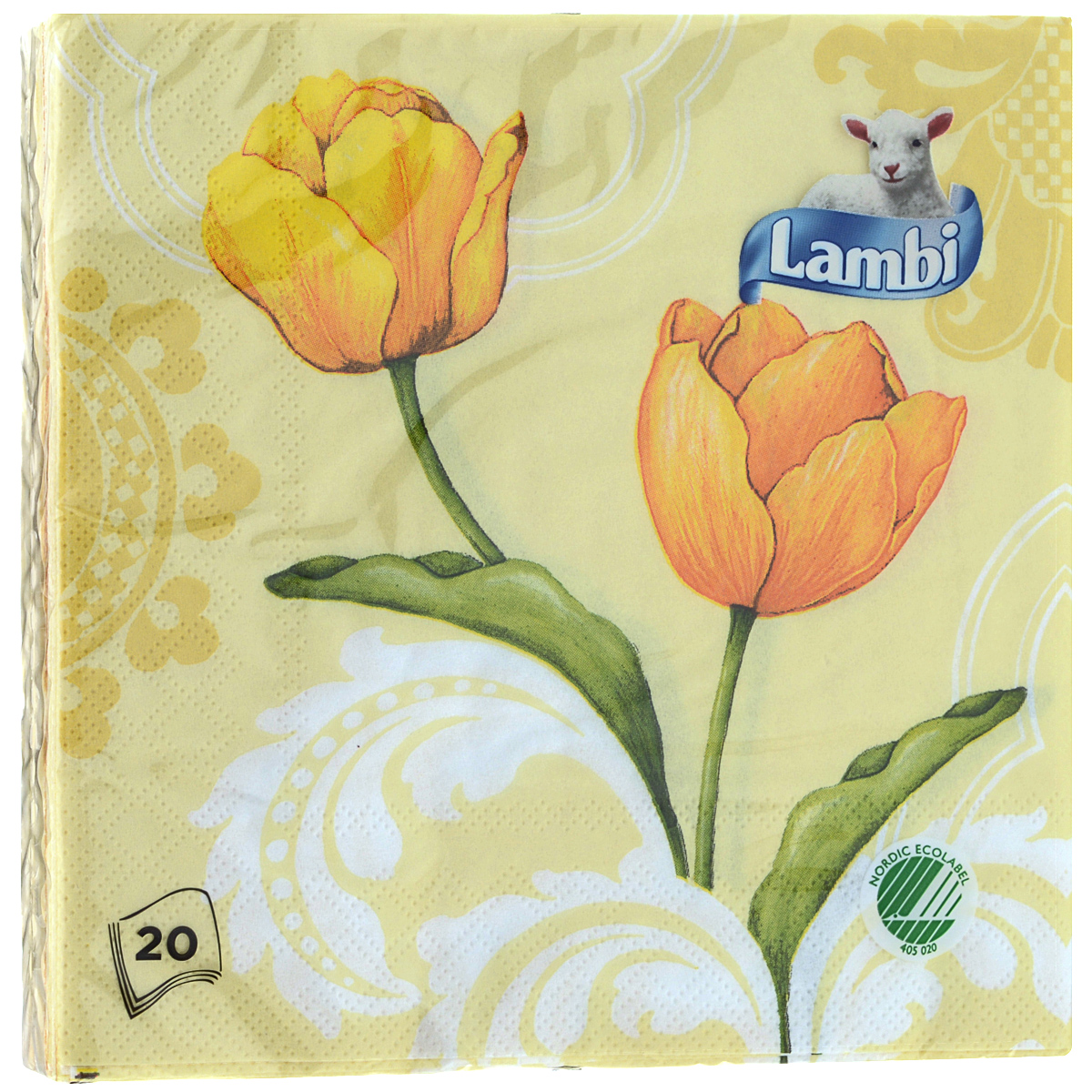 Салфетки Lambi Желтые тюльпаны, трехслойные, 33 см х 33 см, 20 шт2271 Салфетки Lambi Желтые тюльпаны, трехслойные, 33 см х 33 см, 20 шт2271Трехслойные бумажные салфетки Lambi Желтые тюльпаны, изготовленные из экологически чистого, высококачественного сырья - 100% целлюлозы, станут отличным дополнением праздничного стола. Они отличаются необыкновенной мягкостью и прочностью. Яркий дизайн салфеток с цветочным принтом придется вам по душе и подарит положительные эмоции. Товар сертифицирован.