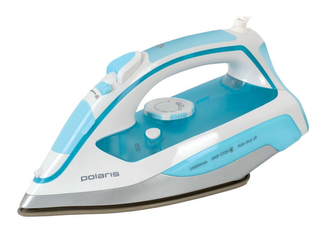 Polaris PIR 2469K Blue утюг5199 Polaris PIR 2469K Blue утюг5199Утюг Polaris PIR 2469K с уникальной керамической подошвой Crystal Ceramic легко и быстро справится с любыми складками. За счет высокой мощности в 2400 Вт подошва прибора моментально нагревается. Благодаря специальной заостренной форме носика утюг проглаживает самые труднодоступные места.Для наиболее эффективного разглаживания самых привередливых складок рекомендуется использовать паровой удар, скорость которого составляет 140 г/мин. Интенсивность парового потока можно регулировать либо совсем отключить подачу пара. Антикапельная система предотвращает протекание воды на одежду. Утюг Polaris PIR 2469K имеет внутренний резервуар для воды объемом 350 л, который наполняется через отверстие впереди корпуса. За счет такого большого резервуара вам не нужно будет постоянно отвлекаться от процесса глажки, чтобы доливать воду. Система защиты от накипи и функция самоочистки избавит вас от необходимости регулярно чистить прибор.