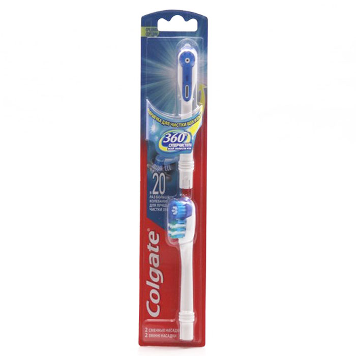 Colgate Комплект сменных насадок к зубной щетке, питаемой от батарей 360 Супер чистота все полости ртаFCN10036 Colgate Комплект сменных насадок к зубной щетке, питаемой от батарей 360 Супер чистота все полости ртаFCN10036Комплект сменных насадок Colgate для вашей зубной щетки. Полирующие щетинки способствуют эффективному удалению зубного налета и бактерий. Удобная и эргономичная ручка обеспечит комфортное использование каждый день.