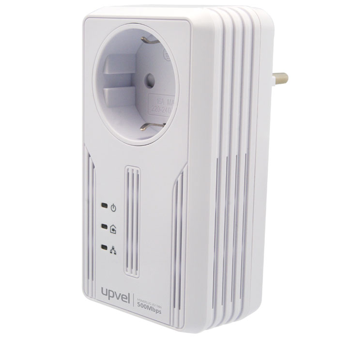 UPVEL UA-252PS PowerLine адаптерUA-252PS UPVEL UA-252PS PowerLine адаптерUA-252PSUA-252PS соответствует стандарту HomePlug AV и обеспечивает скорость передачи данных 500 Мбит/с по существующей домашней электросети. С кнопкой «Simple Connect» этот адаптер позволяет легко создать домашнюю сеть, не тратя время и деньги на дорогую прокладку кабельных соединений и установку программного обеспечения. Вам не потребуется дополнительная розетка для организации сети благодаря наличию встроенной в адаптер розетки в случае дефицита розеток. Поддержка 128-разрядного аппаратного шифрования AES гарантирует, что связь безопасна и свободна от подслушивания и взлома. UA-252PS является лучшим и простейшим решением для того, чтобы объединить в сеть компьютеры, игровые консоли, Blu-Ray плееры или подключить приставку IP TV к роутеру без прокладки новых проводов.