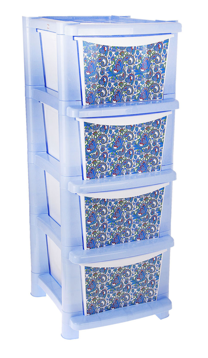 Комод Plastic Centre Deco, цвет: голубой, 33,5 х 41 х 86,7 см. 767439767439 Комод Plastic Centre Deco, цвет: голубой, 33,5 х 41 х 86,7 см. 767439767439Комод Plastic Centre Deco изготовлен из высококачественного пластика. Предназначен для хранения различных вещей, игрушек, канцтоваров. Изделие оснащено четырьмя вместительными выдвижными ящиками. Ящики декорированы оригинальным узором.Такой оригинальный комод надежно защитит вещи от загрязнений, пыли и моли, а также позволит вам хранить их компактно и с удобством.Размер ящика: 40 х 17,7 х 16,9 см.