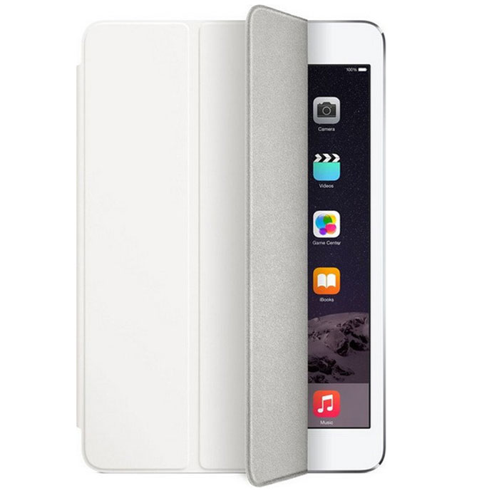 Apple Smart Cover чехол для iPad mini 3, WhiteMGNK2ZM/A Apple Smart Cover чехол для iPad mini 3, WhiteMGNK2ZM/AApple Smart Cover - стильный чехол, который надежно защитит переднюю панель вашего iPad mini от царапин, пыли и грязи.Чехол Smart Cover изготовлен из полиуретана и доступен в нескольких изысканных цветах. Его мягкая подкладка из микрофибры помогает поддерживать экран в чистоте. При открытии чехла iPad mini с дисплеем Retina автоматически выходит из режима сна, а при закрытии моментально возвращается в режим сна.Продуманная конструкция чехла позволяет сложить его и превратить в идеальную подставку для общения в FaceTime и просмотра фильмов. Чехол Smart Cover также может служить подставкой для набора текста. Сложите его, чтобы установить iPad mini под удобным углом наклона.