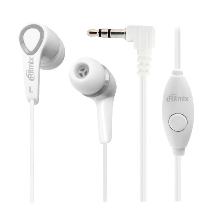 Ritmix RH-105M, White наушники с функцией гарнитуры ritmix rh 170m space grey наушники