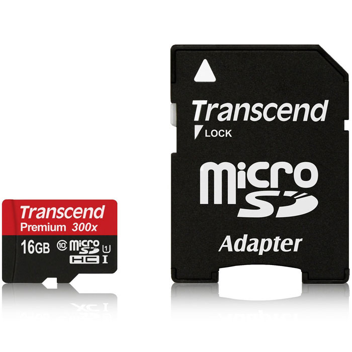 Transcend microSDHC Class 10 UHS-I 300x 16GB карта памяти с адаптером energizer microsdhc class10 uhs i 16gb карта памяти с адаптером