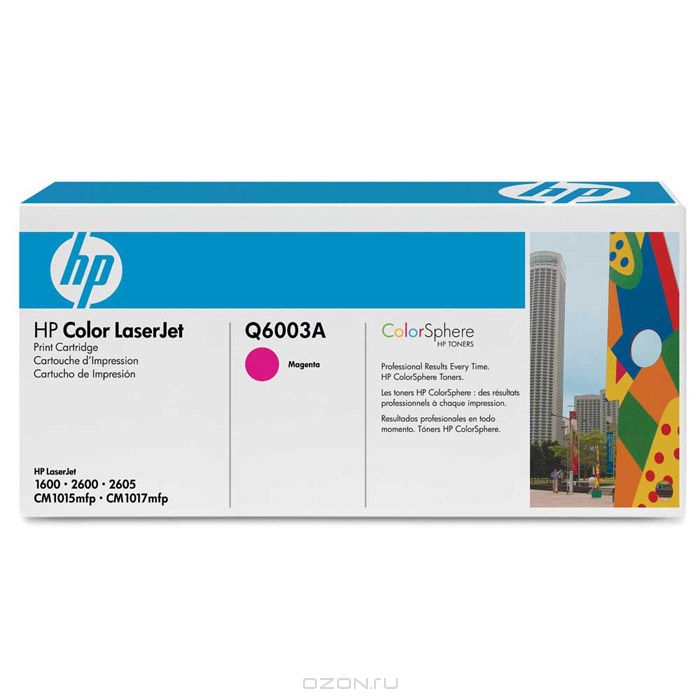 HP Q6003A, Magenta картридж для лазерных принтеровQ6003A HP Q6003A, Magenta картридж для лазерных принтеровQ6003AКартридж HP 124A с тонером ColorSphere для принтеров HP Color LaserJet 1600/2600/CM1015 MFP.