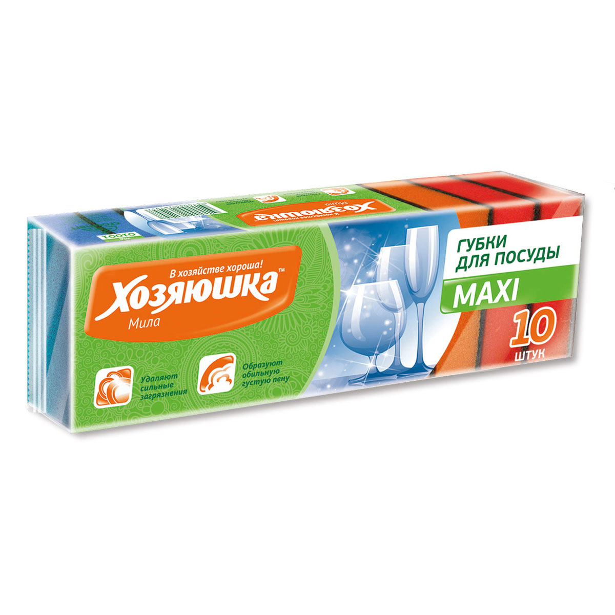 Набор губок Хозяюшка Мила Maxi для мытья посуды, 10 шт01001 Набор губок Хозяюшка Мила Maxi для мытья посуды, 10 шт01001Уважаемые клиенты!Обращаем ваше внимание на возможные изменения в дизайне упаковки. Качественные характеристики товара остаются неизменными. Поставка осуществляется в зависимости от наличия на складе.
