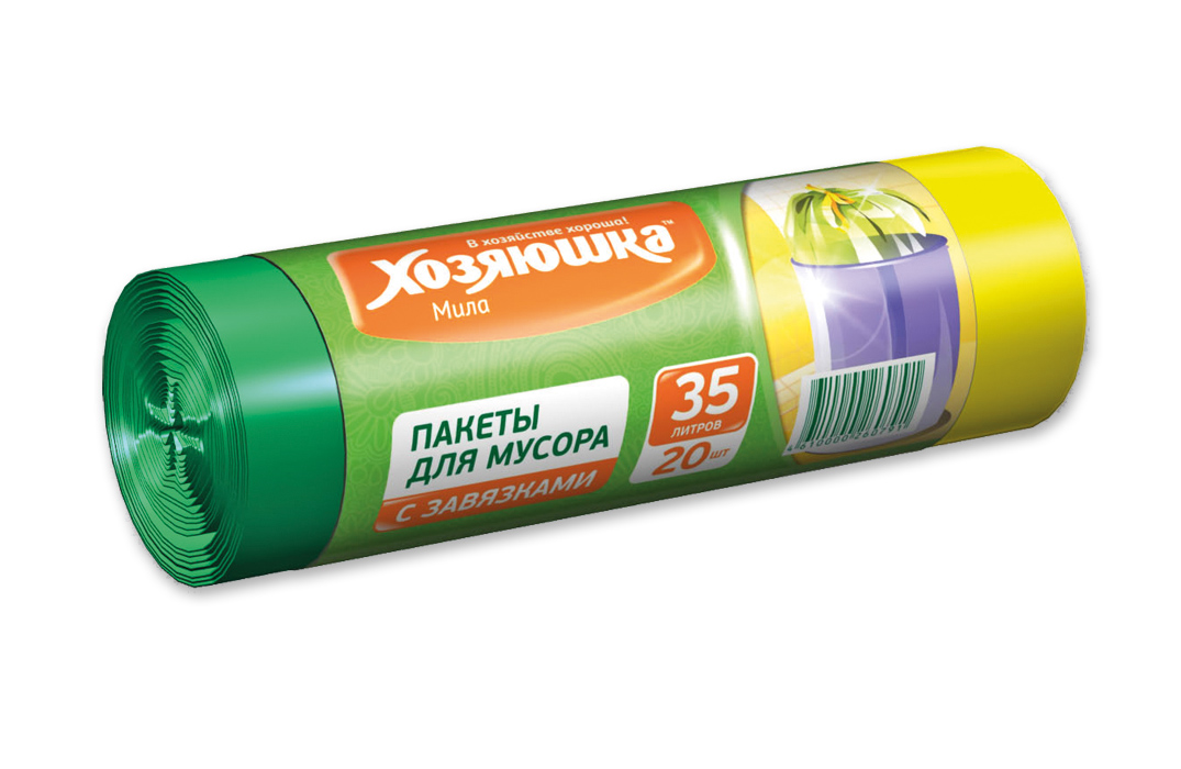Пакеты для мусора Хозяюшка Мила, с завязками, 35 л, 20 шт07005 Пакеты для мусора Хозяюшка Мила, с завязками, 35 л, 20 шт07005Мешки для мусора Хозяюшка Мила снабжены специальными прочными завязками, с помощью которых можно легко завязать пакет, предотвратив тем самым выпадение мусора и появление неприятного запаха. Мешки для мусора с завязками надёжны и удобны в эксплуатации, за счёт чего пользуются особым спросом на рынке.Объем мешка: 35 л. Количество в упаковке: 20 шт. Размер мешка: 50 см х 58 см. УВАЖАЕМЫЕ КЛИЕНТЫ!Обращаем ваше внимание на возможные изменения в цветовом дизайне, связанные с ассортиментом продукции. Поставка осуществляется в зависимости от наличия на складе.