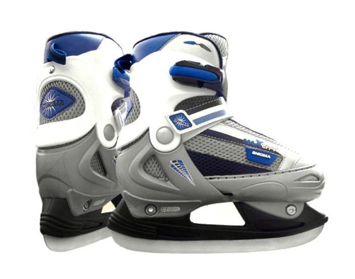 Коньки раздвижные ледовые MaxCity Enigma, цвет: серый, синий. Размер 34-37MaxCity Enigma 2013 Blue Коньки раздвижные ледовые MaxCity Enigma, цвет: серый, синий. Размер 34-37MaxCity Enigma 2013 BlueНабор раздвижных коньков со сменными рамамиКоньки MaxСity Boy Combo – это не просто стильная спортивная игрушка для парня, это настоящий девайс от компании Maxcity, который подарит массу незабываемых впечатлений не только любителю роликового катания, но и почитателю ледовых прогулок. Данная модель коньков сочетает в себе две раздвижные системы: роликовую раму и раму с хоккейным лезвием, которые при желании можно очень просто переставить.Нейлоновый ботинок анатомической формы с капвелюровой подкладкой идеально поддерживает ногу во время катания, а интегрированная подошва при этом позволяет добиться максимального комфорта. Застежки Quick Lace System, Velcro и Power Strap надежно фиксируют ботинок коньков на ноге.