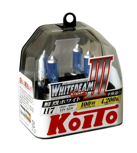 Лампа высокотемпературная Koito Whitebeam H7 12V 55W 100W пластиковая упаковка - 2 шт. комплект P0755WKOITO Лампа автомобильная P0755W Лампа высокотемпературная Koito Whitebeam H7 12V 55W 100W пластиковая упаковка - 2 шт. комплект P0755WKOITO Лампа автомобильная P0755WЛампы KoiTo h7 повышенной яркости торговой марки Koito являются высококачественными расходниками для автомобильного освещения. Высокое качество данных ламп достигнуто внедрением в производство передовых технологий и использование лучших материалов обладающих бесподобными характеристиками. Компания Koito удерживает мировое лидерство на рынке реализации данной продукции и заслужила доверие сотен автовладельцев своим высоким качеством.Применение:Лампы h7 koito 4200K повышенной яркости используют для головного освещения дорожного покрытия. Передние фары, оборудованные данными лампами, освещают намного эффективнее стандартных ламп. Работают они от напряжения 12В, тип цоколя H7. Такие требования к электрооборудованию позволяет установить данные лампы на множество моделей и марок авто.Особенности и преимущества:При мощности 55Вт, они работают на 100Вт;Если вы выбрали лампы h7 koito, то они гарантированно прослужат Вам полтора года, и не потеряют своихвысоких качеств;Лампы не наносят вред пластику фар и электрооборудованию Вашего авто;Мягкое насыщенное освещение позволит Вам отлично видеть дорогу. При этом глаза не будут уставать.Если Вы выбрали koito h7, купить их можно в нашем магазине. Мы предоставляем только оригинальные лампы от Японского производителя. Благодаря крупным прямым поставкам, цена на товар довольно демократичная. Koito h7 купить в нашем магазине – это сделать выгодную покупку. Вы не толькосэкономите деньги, но и получите высококачественный товар и отменное сервисное обслуживание. Качество проверенное временем и высокими требованиями крупнейшего автомобильного производителя.Напряжение: 12 вольт