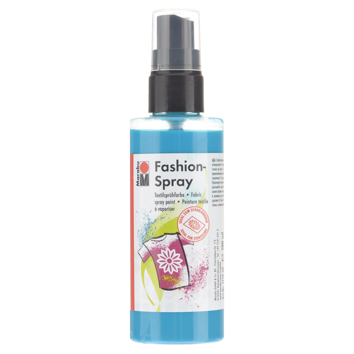 Краска-спрей для текстиля Marabu Fashion Spray, цвет: caribbean / лазурный (091), 100 мл546630_091 Краска-спрей для текстиля Marabu Fashion Spray, цвет: caribbean / лазурный (091), 100 мл546630_091Краска-спрей для текстиля Marabu Fashion Spray, изготовлена на водной основе, подходит для светлой, очищенной от аппретуры и смягчителя ткани, а также для натуральных тканей, вискозы, смешанных тканей с содержанием синтетических волокон до 20%. Закрепляется краска-спрей с помощью утюга. С краской для текстиля Marabu Fashion Spray вы сможете оригинально и красиво украсить любой текстиль. Время высыхания 6 часов. Рекомендуется стирать и гладить с изнаночной стороны.
