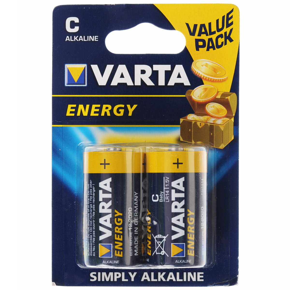 Батарейка Varta Energy, тип C, 1,5В, 2 шт38675 Батарейка Varta Energy, тип C, 1,5В, 2 шт38675Алкалиновые батарейки Varta Energy отличаются долгим сроком работы, подходят для аудио- видео- техники, а также другой электроники и бытовых приборов. Сделаны из качественных материалов.