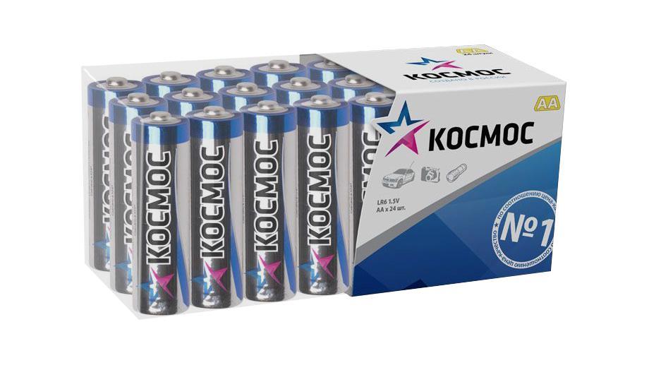 Набор алкалиновых батареек KOSMOS, тип LR6 (АА), 24 штKOCLR6_24BOX Набор алкалиновых батареек KOSMOS, тип LR6 (АА), 24 штKOCLR6_24BOXАлкалиновые элементы питания KOSMOS специально разработаны для приборов с высоким энергопотреблением. Одна алкалиновая батарейка заменяет до 10 обычных (солевых батареек). Не содержат кадмия и ртути. Батареи отлично подойдут для использования в различных электронных устройствах небольшого размера, например в пультах дистанционного управления, портативных MP3-плеерах, фотоаппаратах, различных беспроводных устройствах. Характеристики:Тип элемента питания: AA (LR6). Тип электролита: щелочной. Выходное напряжение: 1,5 В. Комплектация: 24 шт. Размеры батареек: 5 см x 1,5 см x 1,5 см. Размер упаковки: 4,5 см x 11,5 см x 5 см. Характеристики:Тип элемента питания: AA (LR6). Тип электролита: щелочной. Выходное напряжение: 1,5 В. Комплектация: 24 шт. Размеры батареек: 5 см x 1,5 см x 1,5 см. Размер упаковки: 4,5 см x 11,5 см x 5 см.