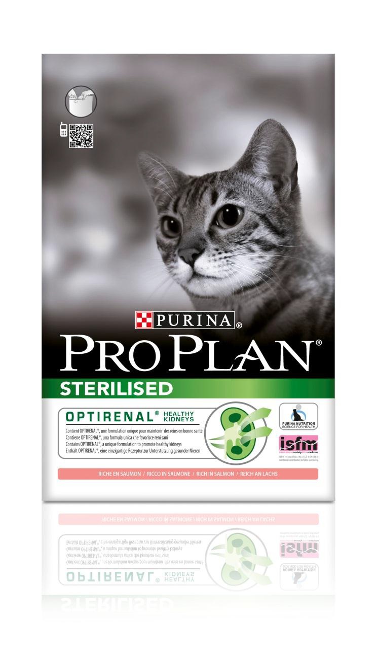Корм сухой Pro Plan Sterilised для взрослых стерилизованных кошек и кастрированных котов, с лососем, 1,5 кг12171884 Корм сухой Pro Plan Sterilised для взрослых стерилизованных кошек и кастрированных котов, с лососем, 1,5 кг12171884Сухой корм Pro Plan Sterilised - это полноценный рацион для взрослых стерилизованных кошек и кастрированных котов. Он содержит особую разработанную с участием ученых комбинацию ингредиентов для поддержания здоровья вашего питомца в течение продолжительного времени. Корм с высококачественным белком и низким содержанием жира, сочетающий все необходимые питательные вещества, включая витамины А, С и Е, а также Омега-3 и Омега-6 жирные кислоты. Обеспечивает баланс pH мочи. Особенности сухого корма: поддерживает здоровье мочевыводящей системы стерилизованных кошек и кастрированных котов, предотвращая риск развития заболевания нижнего отдела мочевыводящих путей,помогает защищать зубы от образования налета и зубного камня,помогает поддерживать здоровый вес,содержит уникальную формулу для поддержания здоровья почек.Состав: лосось (20%), сухой белок птицы, кукурузный глютен, рис, кукуруза, концентрат горохового белка, пшеничная клетчатка, яичный порошок, пшеничный глютен, минеральные вещества, животный жир, вкусоароматическая кормовая добавка, дрожжи. Анализ: белок: 41%, жир: 12%, сырая зола: 7%, сырая клетчатка: 4,5%.Добавки на кг: витамин А: 35 000; витамин D3: 1100; витамин Е: 900 мг/кг; железо: 235; йод: 3; медь: 47; марганец: 105; цинк: 397; селен: 0,27 мг/кг.Товар сертифицирован.
