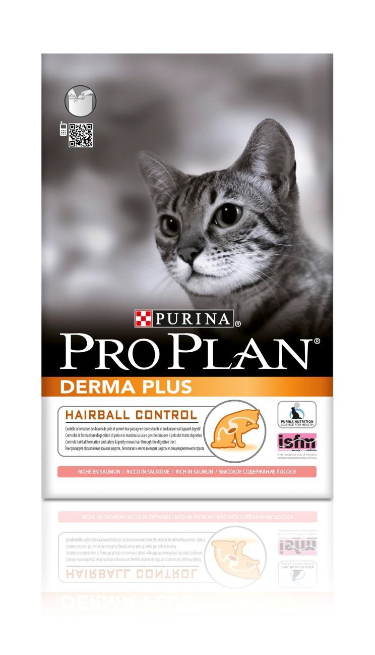 Корм сухой Pro Plan Derma Plus для кошек с проблемами кожи и шерсти, с лососем, 10 кг12243858 Корм сухой Pro Plan Derma Plus для кошек с проблемами кожи и шерсти, с лососем, 10 кг12243858Сухой корм Pro Plan Derma Plus - это полноценный рацион для взрослых кошек с проблемами кожи и шерсти. Он содержит особую разработанную с участием ученых комбинацию ингредиентов для поддержания здоровья вашего питомца в течение продолжительного времени. Особенности сухого корма: формула для чувствительной кожи,высокие вкусовые свойства,делает шерсть шелковистой и блестящей,помогает снижать чрезмерное выпадение шерсти.Состав: лосось (16%), кукурузный глютен, пшеница, концентрат горохового белка, кукуруза, животный жир, пшеничный глютен, сухой белок лосося, сухая мякоть свеклы, яичный порошок, минеральные вещества, сухой корень цикория, вкусоароматическая кормовая добавка, дрожжи. Анализ: белок: 36%, жир: 16%, сырая зола: 6,5%, сырая клетчатка: 6%.Добавки на кг: витамин А: 32 600; витамин D3: 1060; витамин Е: 720 мг/кг; железо: 60; йод: 1,9; медь: 11; марганец: 15; цинк: 150; селен: 0,12 мг/кг.Товар сертифицирован.