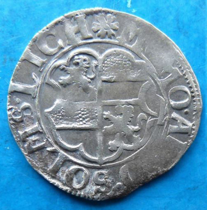 Монета 2 крейцера (1/2 батцена, полубатцен). Графство Зольмс-Лих (Сольмс-Лих). Германия, 1592 год