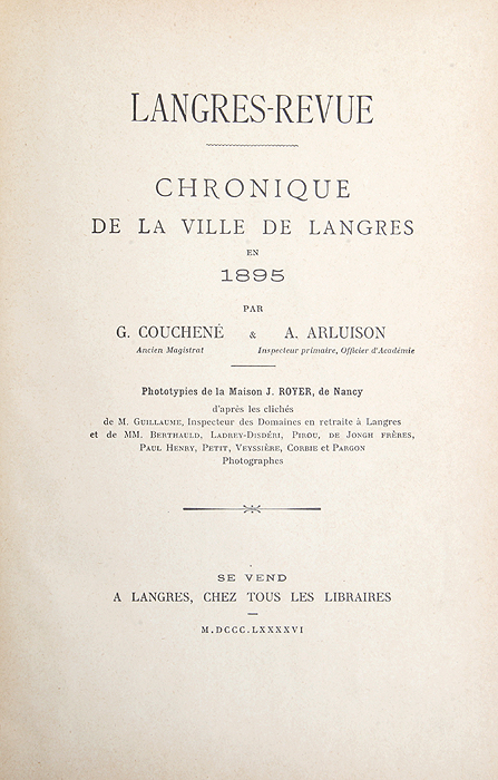 Langres-Revue. Chronique de la ville de Langres en 1895
