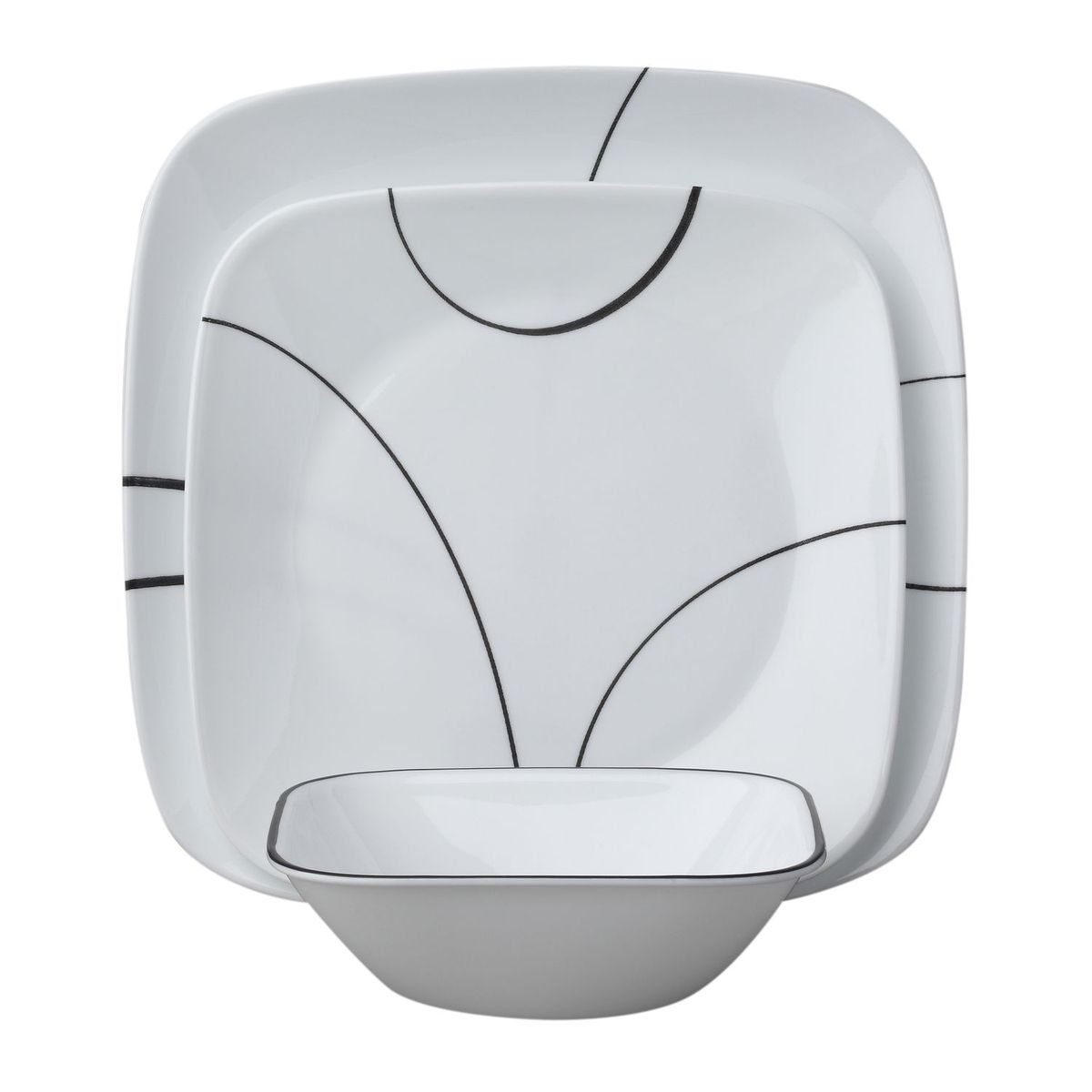 Набор посуды Corelle Simple Lines, 18 предметов, цвет: белый с узором1088646 Набор посуды Corelle Simple Lines, 18 предметов, цвет: белый с узором1088646Набор посуды Corelle Simple Lines состоит из 18 предметов: 6 обеденных тарелок диаметром 26 см; 6 закусочных тарелок диаметром 22 см; 6 суповых тарелок объемом 650 мл. Преимуществами посуды Corelle являются долговечность, красота и безопасность в использовании. Вся посуда изготавливается из высококачественного ударопрочного трехслойного стекла Vitrelle и украшена деколями американских и европейских дизайнеров. Рисунки не стираются и не царапаются, не теряют свою яркость на протяжении многих лет. Посуда не впитывает запахов и очень долгое время выглядит как новая. Уникальная эмаль, используемая во время декорирования, фактически становится единым целым с поверхностью стекла, что гарантирует долгое сохранение нанесенного рисунка. Еще одним из главных преимуществ посуды Corelle является ее безопасность. В производстве используются только безопасные для пищи пигменты эмали, при производстве посуды не применяется вредный для здоровья человека меламин.