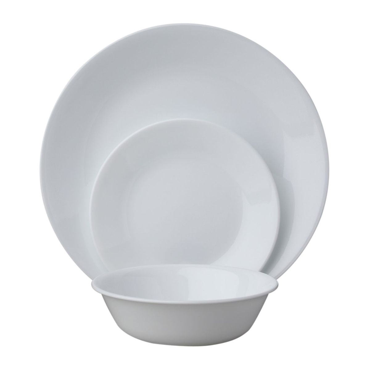 Набор посуды Winter Frost White 18пр, цвет: белый1088609 Набор посуды Winter Frost White 18пр, цвет: белый1088609Преимуществами посуды Corelle являются долговечность, красота и безопасность в использовании. Вся посуда Corelle изготавливается из высококачественного ударопрочного трехслойного стекла Vitrelle и украшена деколями американских и европейских дизайнеров. Рисунки не стираются и не царапаются, не теряют свою яркость на протяжении многих лет. Посуда Corelle не впитывает запахов и очень долгое время выглядит как новая. Уникальная эмаль, используемая во время декорирования, фактически становится единым целым с поверхностью стекла, что гарантирует долгое сохранение нанесенного рисунка. Еще одним из главных преимуществ посуды Corelle является ее безопасность. В производстве используются только безопасные для пищи пигменты эмали, при производстве посуды не применяется вредный для здоровья человека меламин. Изделия из материала Vitrelle: Прочные и легкие; Выдерживают температуру до 180С; Могут использоваться в посудомоечной машине и микроволновой печи; Штабелируемые; Устойчивы к царапинам; Ударопрочные; Не содержит меламин.6 обеденных тарелок 26 см; 6 десертных тарелок 17 см; 6 суповых тарелок 530 мл