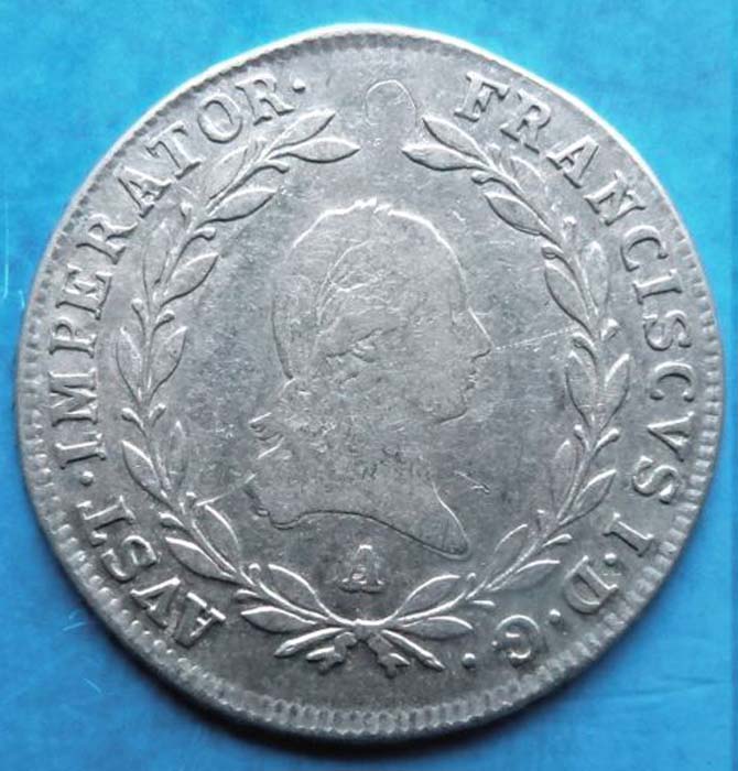 Монета 20 крейцеров, 1808 год. Австро-Венгрия, Франц