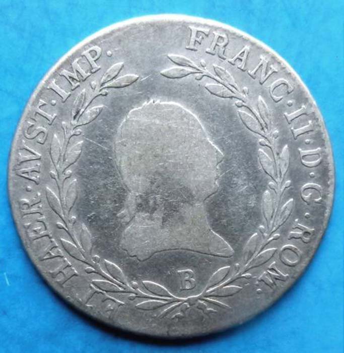 Монета 20 крейцеров, 1806 год. Австро-Венгрия, Кремниц (B), Франц II
