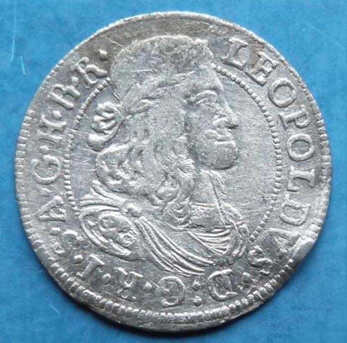 Монета 3 крейцера, 1677 год. Австрия, Леопольд