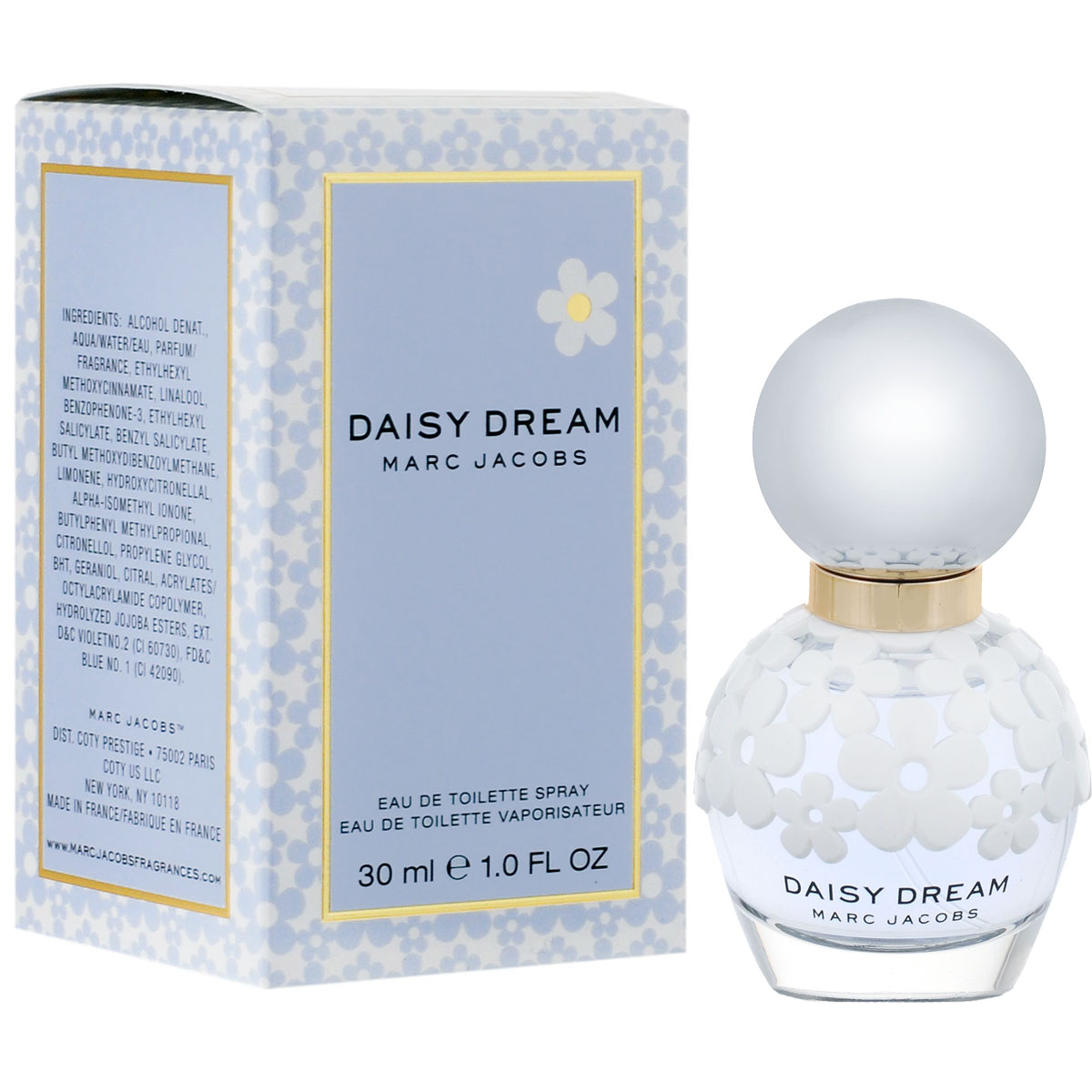 Marc Jacobs Туалетная вода Daisy Dream, женская, 30 мл58475333000 Marc Jacobs Туалетная вода Daisy Dream, женская, 30 мл58475333000Легкий и воздушный DAISY DREAM – это сочетание цветов и фруктов, пленительный аромат с восхитительными верхними нотами ежевики, свежего грейпфрута и сочной груши. Сердцу аромата придает благородство ноты женственного жасмина, личи и голубой глицинии. Ноты базы – сочетание белого дерева, мускуса и кокосовой воды. Вобрав в себя невесомый шарм и мечтательность DAISY, DAISY DREAM стал новым взглядом на юность, вдохновение и романтику. Аромат, следуя традициям марки MARC JACOBS, необычен, элегантен и женственен – это свежая интерпретация культовых мотивов классического DAISY.Верхняя нота: ежевика, грейпфрут, груша.Средняя нота: жасмин, личи, голубая глициния.Шлейф: Ваниль.Необычные составляющие аромата - сок белого дерева, мускуса и кокосовой воды, придают новизну и неповторимость.Дневной и вечерний аромат.