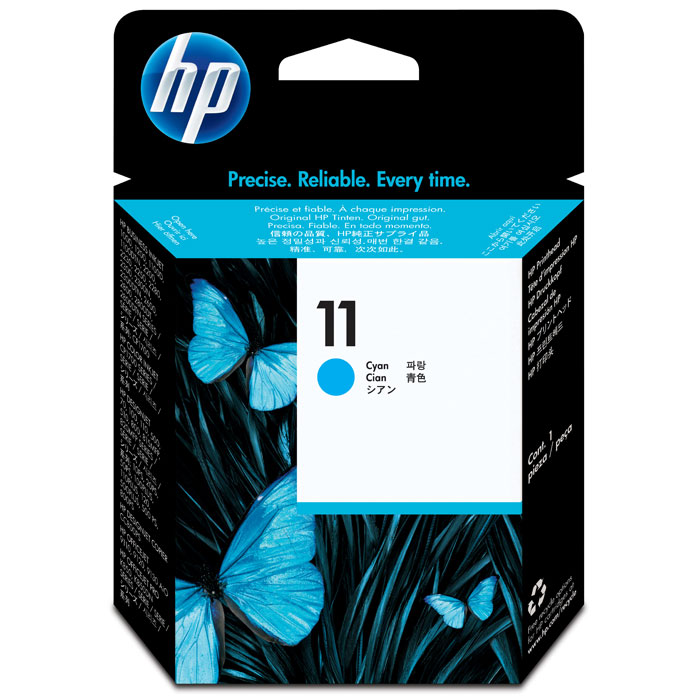 HP C4811A (11), Cyan струйный картриджC4811A HP C4811A (11), Cyan струйный картриджC4811AГолубая печатающая головка НР 11 обеспечивает исключительные показатели скорости и качества печати благодаря применению технологии формирования сверхмалых чернильных капель. Печатающая головка включает интеллектуальную технологию оптимизации качества печати и контроля работоспособности.Отдельные чёрные и цветные печатающие головки, при необходимости предусматривающие возможность индивидуальной замены. Интегрированная печатающая головка шириной примерно 1,25 см, оснащенная 304 соплами, повышает скорость печати до двух раз по сравнению со струйными принтерами предыдущих моделей.Усовершенствованная технология HP Photoret III послойного формирования цвета HP обеспечивает более плавные цветовые переходы и непосредственное воспроизведение цветов при печати путём наложения нескольких капель чернил на одну точку.