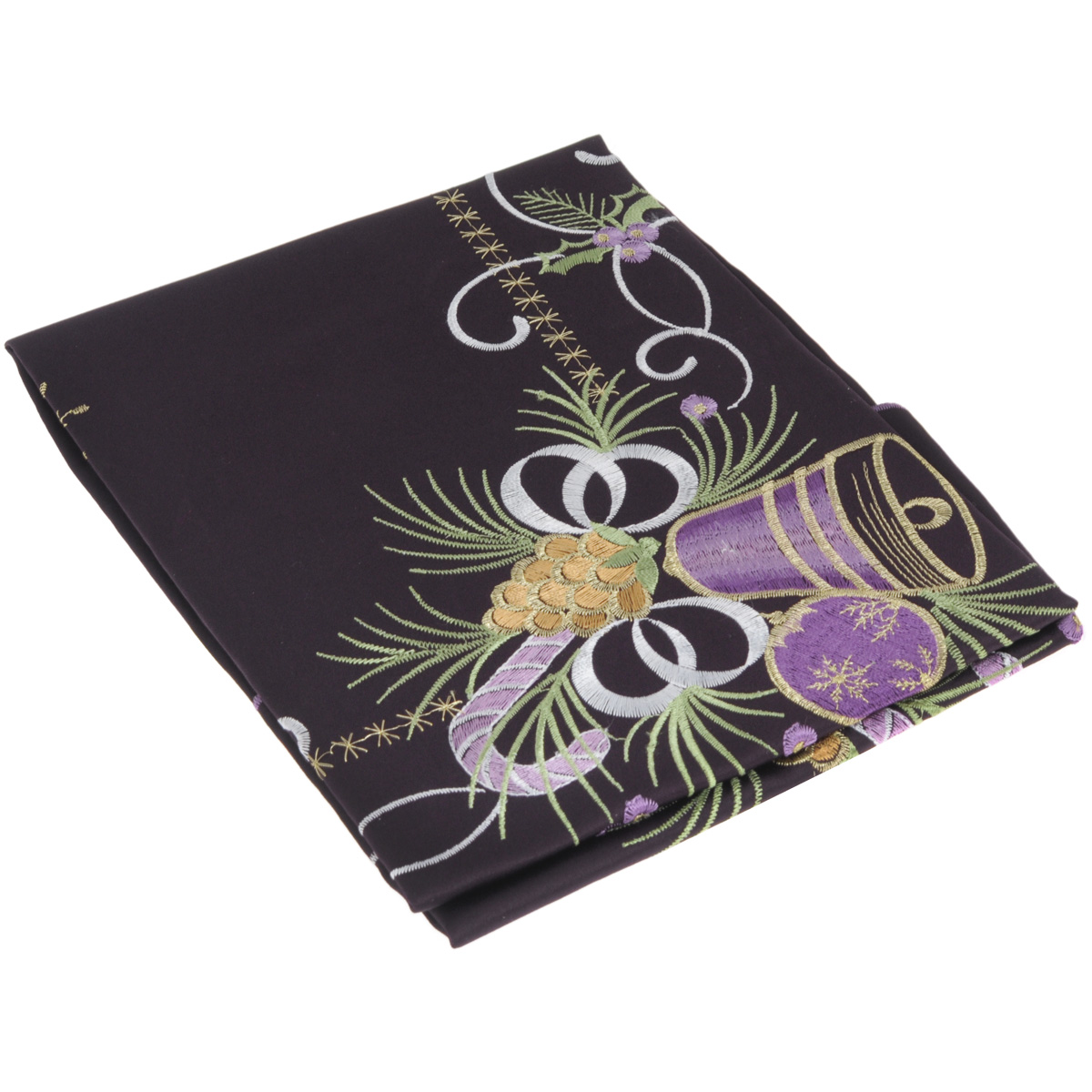 Скатерть Home Queen Колокольчик, квадратная, цвет: фиолетовый, 85x 85 см63966 Скатерть Home Queen Колокольчик, квадратная, цвет: фиолетовый, 85x 85 см63966Новогодняя скатерть Queen Колокольчик изящно украсит праздничный стол. Изделие выполнено из плотной полиэстеровой ткани, украшенной яркой декоративной ажурной вышивкой в виде колокольчиков. Изделие можно использовать поверх однотонной скатерти или в качестве самостоятельного покрытия на стол. Скатерть Queen Колокольчик создаст новогоднее настроение и станет прекрасным дополнением интерьера гостиной, кухни или столовой.