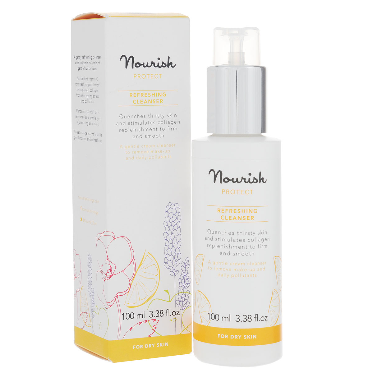 Nourish Молочко для лица Protect Refreshing Cleanser, очищающее, для сухой кожи, 100 млУТ000000997 Nourish Молочко для лица Protect Refreshing Cleanser, очищающее, для сухой кожи, 100 млУТ000000997Для ежедневного очищения кожи от загрязнений и удаления макияжа косметологами Nourish было разработано очищающее молочко Protect Refreshing Cleanser для сухой кожи на основе ароматных бодрящих масел апельсина и мандарина. На 94% состоит из органических компонентов. Нежная текстура в сочетании с легким цитрусовым ароматом, богатый питательный состав:- масло кожуры апельсина глубоко питает и увлажняет кожу, стимулирует лимфоток, очищает и стягивает поры;- масло кожуры мандарина тонизирует и освежает утомленную кожу, выравнивает рельеф эпидермиса, возвращает коже эластичность и упругость, разглаживает морщины, а также улучшает цвет и состояние кожи. Товар сертифицирован.