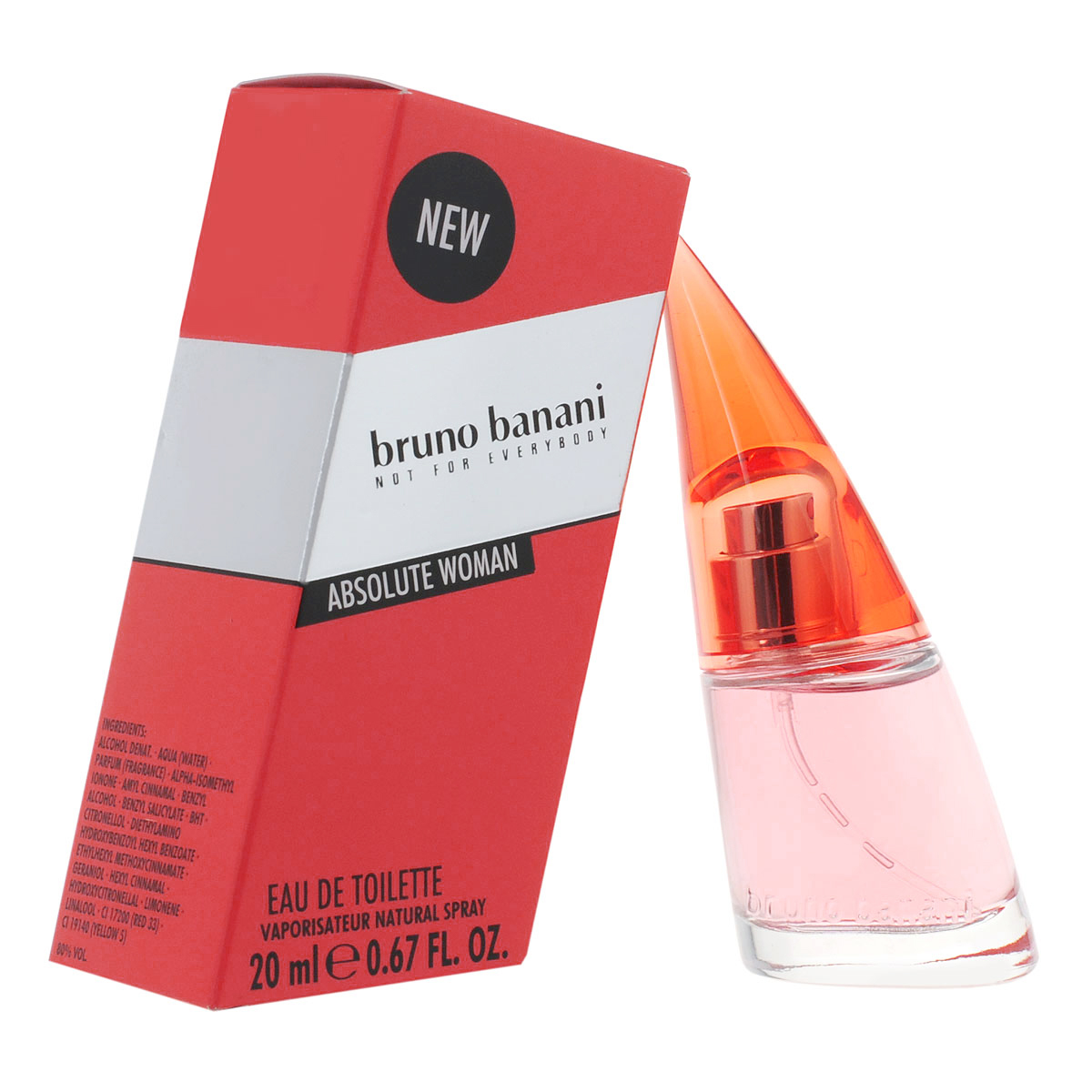 Bruno Banani Туалетная вода Absolute Woman, женская, 20 мл0737052904177 Bruno Banani Туалетная вода Absolute Woman, женская, 20 мл0737052904177Absolute Woman – яркая, жизнерадостная и игривая женская цветочно-фруктовая ароматическая композиция, вышедшая в 2015 году под маркой немецкого бренда нижнего белья Bruno Banani. Парфюм представляет собой ароматическую пару выходившему годом ранее аромату Absolute Man. Женская версия парфюма под названием Абсолютна женщина энергична и в то же время игрива, как легкий флирт знающей себе цену женщины. Ароматическая композиция открывается сочетанием освежающего бергамота, цитрусовой пряностью розового грейпфрута, фруктовой прохладой сочного личи и легкой терпкостью ежевики. Нежное, игривое, чуть дразнящее облачко нот пряного розового перца служит изящным украшением парфюма. Освежающая пряность вступительного аккорда органично перетекает в сердечный аккорд, дарящий тонкий цветочно-пряный аромат бархатцев, шелковистый запах розы, волнующий терпковатый жасмин и медовый флердоранж. Цветочный вихрь захватывает, увлекает за собой, а стихнув, оставляет после себя волшебное послевкусие из хвои.Верхняя нота: Бергамот, Грейпфрут, Ежевика, Личи, Розовый перец.Средняя нота: Апельсиновый цвет, Календула, Роза, Жасмин.Шлейф: Амбра, Дубовый мох, Кедр, Мускус, Пачули, Сахар, В.Насыщенная и современная шипровая композиция.Дневной и вечерний аромат.