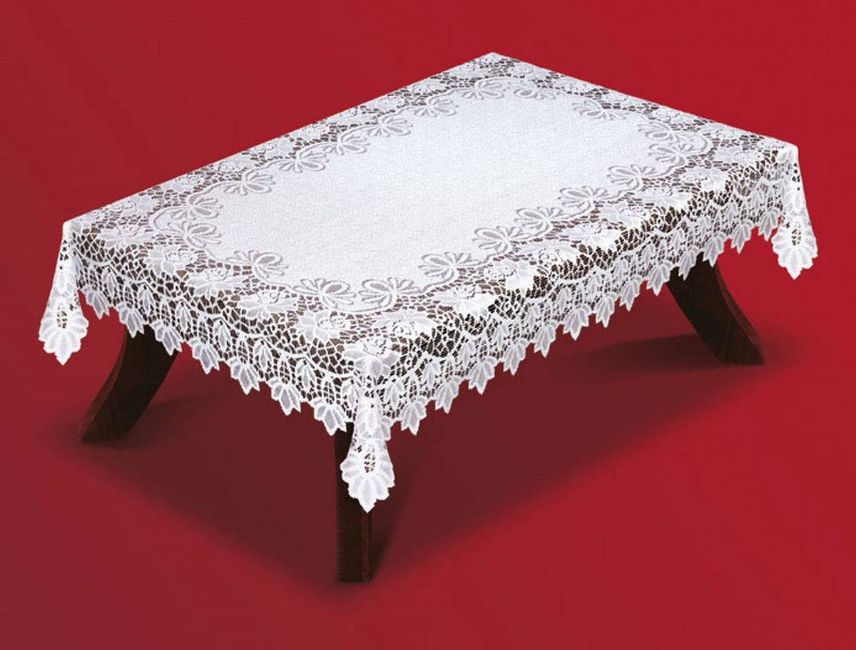 Скатерть Haft, прямоугольная, цвет: белый, 130x 180 см. 202540-130202540-130 Скатерть Haft, прямоугольная, цвет: белый, 130x 180 см. 202540-130202540-130Великолепная прямоугольная скатерть Haft, выполненная из полиэстера, органично впишется в интерьер любого помещения, а оригинальный дизайн удовлетворит даже самый изысканный вкус. Скатерть изготовлена из сетчатого материала с ажурным рисунком по краям. Скатерть Haft создаст праздничное настроение и станет прекрасным дополнением интерьера гостиной, кухни или столовой.