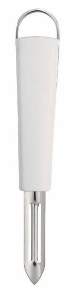 Нож для чистки Brabantia Essential, цвет: белый. 400308400308 Нож для чистки Brabantia Essential, цвет: белый. 400308400308Идеальный нож для малоотходной чистки моркови, картофеля, яблок и т.п. Двустороннее лезвие из нержавеющей стали со специальным кончиком для вырезания глазков. Может использоваться левой или правой рукой. Ручка из прочного пластика с петелькой для подвешивания из нержавеющей стали. Подходит для мытья в посудомоечной машине. Имеется сочетающийся по стилю настенный держатель (рейлинг). Продается отдельно.