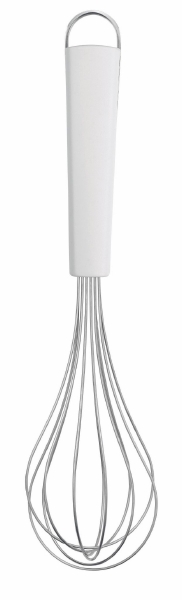 Венчик Brabantia Essential, большой, цвет: белый. 400407400407 Венчик Brabantia Essential, большой, цвет: белый. 400407400407Подходит для большинства кулинарных задач, требующих взбивания и смешивания ингредиентов. Не царапает посуду с антипригарным покрытием – эластичный пластик и сглаженные формы. Имеет длительный срок службы – высококачественный огнеупорный нейлон (макс. 220°C). Ручка из нержавеющей стали с петелькой-колпачком для подвешивания. Бесшовная конструкция – гигиеничность и удобство очистки. Подходит для мытья в посудомоечной машине. Имеется сочетающийся по стилю настенный держатель (рейлинг). Дополнительно предагаются сменные силиконовые колпачки красного и мятного цвета.