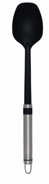 Ложка поварская Brabantia Profile, цвет: стальной матовый. 363665363665 Ложка поварская Brabantia Profile, цвет: стальной матовый. 363665363665Идеально подходит для выкладывания гарниров и соуса. Не царапает посуду с антипригарным покрытием – эластичный пластик и сглаженные формы. Имеет длительный срок службы – высококачественный огнеупорный нейлон (макс. 220°C). Ручка из нержавеющей стали с петелькой для подвешивания. Бесшовная конструкция – гигиеничность и удобство очистки. Подходит для мытья в посудомоечной машине. Имеется сочетающийся по стилю настенный держатель (рейлинг).