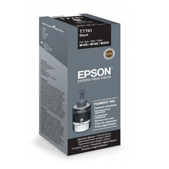 Epson T7741 (C13T77414A), Black картридж дляEpsonM100/105/200/205C13T77414A Epson T7741 (C13T77414A), Black картридж дляEpsonM100/105/200/205C13T77414AКонтейнер Epson T7741 емкостью 140 мл с пигментными черными чернилами для струйных принтеров Epson.Ресурс картриджа (в страницах)/объем картриджа (в мл) -6000 страниц формата A4Совместимые устройства:- Epson M100- Epson M105- Epson M200- Epson M205Уважаемые клиенты! Обращаем ваше внимание на возможные изменения в дизайне упаковки. Качественные характеристики товара остаются неизменными. Поставка осуществляется в зависимости от наличия на складе.